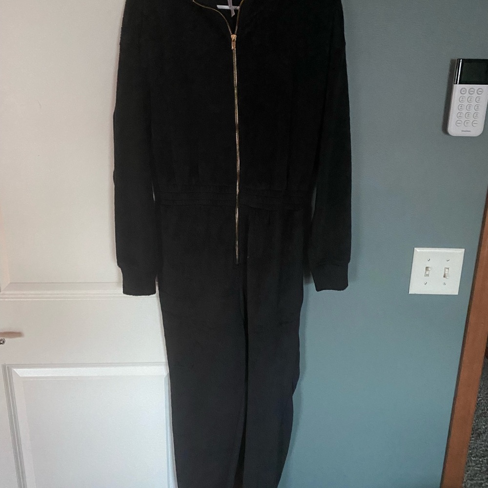 Fabletics Black Jumpsuit with Gold Zipper